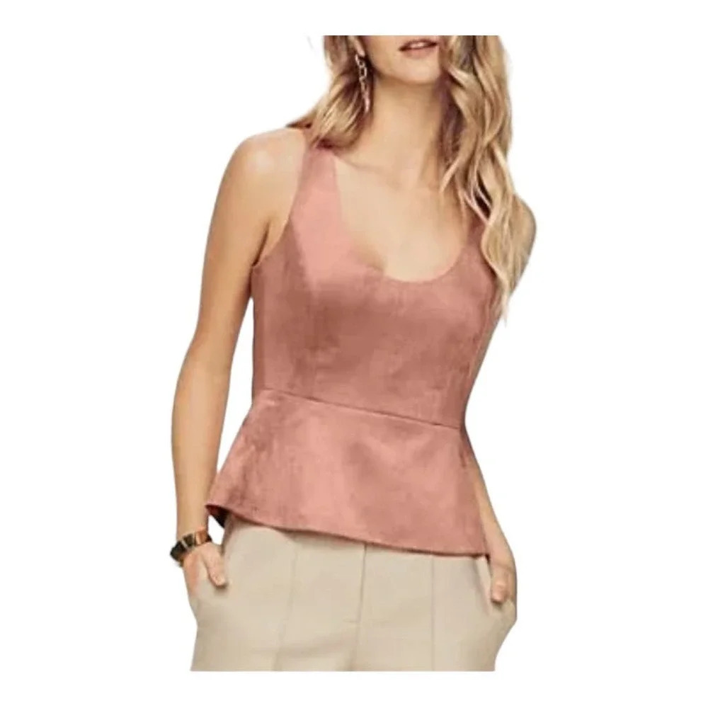Bcbgmaxazria Faux Suede Peplum Top
